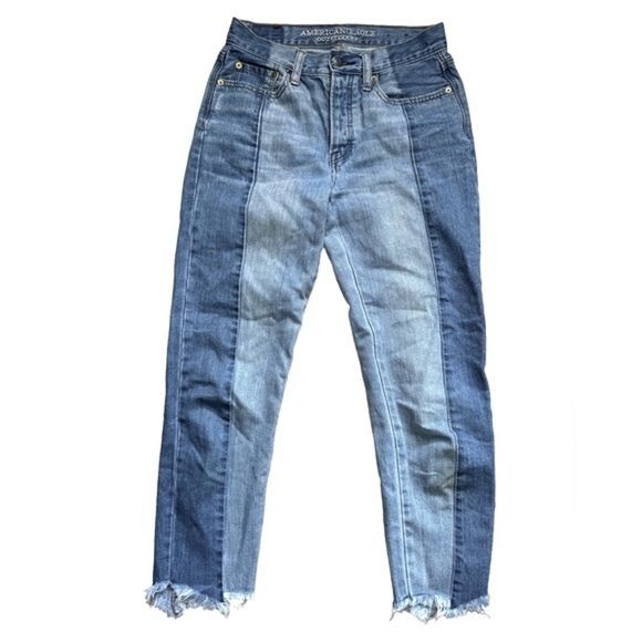 American Eagle Vintage Hi Rise Two Toned Jeans Size 2‎ - Picture 3 of 9